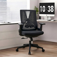 Chaise de bureau ergonomique en maille avec dossier rembourré, coussin d'assise, support lombaire et base rotative pour