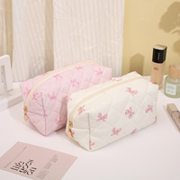 Pochette à maquillage florale de grande capacité, en tissu de coton matelassé, motif floral, tendance pour les étudiants, trousse à crayons, portable