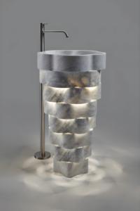 Lavabo de Pedestal de Mármol de Piedra Irregular Moderno y de Lujo, Lavabo de Baño Sobre Encimera con Desagüe para Hoteles, Villas y Almacenes - Product Image 2