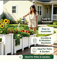 Jardinière extérieure en WPC (bois-plastique) de très grande taille, bac de plantation pour patio et jardin, pot de fleurs blanc extra-large