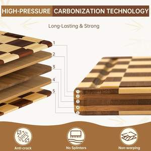 Tabla <span class=keywords><strong>de</strong></span> cortar queso a cuadros pequeña personalizada, tabla <span class=keywords><strong>de</strong></span> servir charcutería <span class=keywords><strong>de</strong></span> bambú antideslizante con ranura para jugo <span class=keywords><strong>y</strong></span> asa - Product Image 5