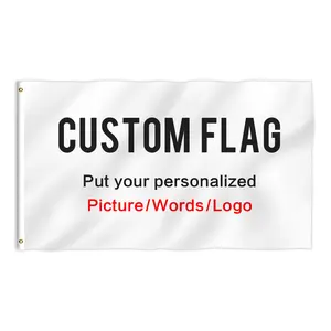 Promosi Portabel iklan tahan air bendera kustom poliester 100% spanduk 3X5 kaki, bendera luar ruangan kustom murah bendera buatan khusus