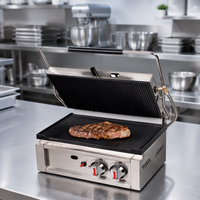 Gril de restaurant professionnel en acier inoxydable de qualité supérieure, double alimentation gaz et électrique, pour steaks, barbecues, sandwichs et paninis