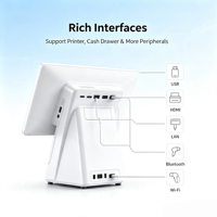 Caisse enregistreuse POS à double écran de 15,6 pouces, système Windows 10, imprimante intégrée de 58 mm / 80 mm, Bluetooth / WiFi, pour caisse enregistreuse de vente au détail