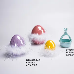 손으로 그린 유럽 특성 세라믹 다채로운 계란 모양 홈 장식 도자기와 도자기 제품