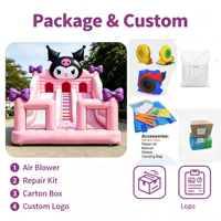 Château gonflable commercial rose à thème dessin animé avec double toboggan pour fêtes de filles, événements de maternelle et location commerciale