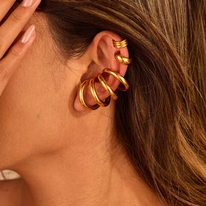 Pendientes geométricos europeos y americanos de titanio sin perforación, tipo barra, que no se desvanecen. Gancho para la oreja de acero inoxidable. - Product Image 1