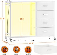Commode autoportante moderne à 4 tiroirs avec éclairage LED et station de charge pour chambre à coucher et organisation des vêtements à domicile