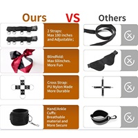 Ensemble de 13 pièces d'équipement de bondage BDSM, sangles, menottes, pagaie, bandeau, pinces pour les mamelons, attaches de lit, kit BDSM