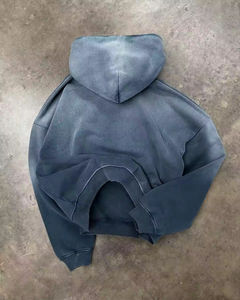 Men's Custom Logo Embroidered 100% Cotton <b>Velour</b> Oversized Solid Silicone Printed Lined Pullover <b>Hoodie</b> Winter ODM Supply - Product Image 4