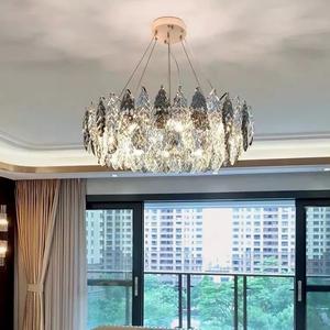 High Grade Decoration Drop Light Art Decor Living Room Elegant Modern Luxury Gray Crystal Leaf <b>Chandelier</b> - Product Image 4