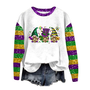 Sudadera Nueva con Estampado de Carnaval, Manga Larga, Cuello Redondo, para Mujer, Estilo Mardi Gras - Product Image 2