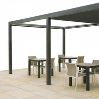 Pergola rétractable et gazebo de jardin 8x8 en aluminium avec éclairage LED pour terrasse, jardin, patio, cour arrière, structure extérieure DIY