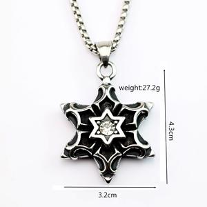Collar con Colgante Hexagrama Vikingo Vintage de Acero Inoxidable para Hombre, Colgante de Estrella de Seis Puntas de Acero de Titanio 316 con Piedras Preciosas - Product Image 5
