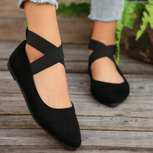 Ballerines classiques pour femmes, confortables, à brides croisées élastiques, chaussures de <span class=keywords><strong>ballerine</strong></span> extensibles, légères, en caoutchouc solide, tendance de la mode - Product Image 4