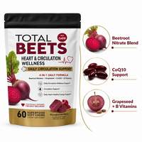 Custom Formula Total Beets Rode Bietjes Kauwtabletten, Granaatappel-Bessensmaak, Met CoQ10, Dagelijkse Superfood Kauwtabletten voor Hartgezondheid
