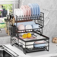 Assiettes de vaisselle détachables à 3 niveaux, support de rangement pour bol, cuisine de grande capacité sur l'évier, égouttoir à vaisselle avec plateau d'égouttage