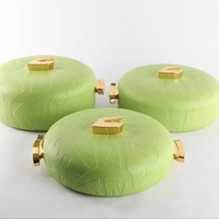 Ensemble de 3 récipients de conservation alimentaire 1,5L 2,5L 3,5L avec couvercle verrouillable, doubles poignées, intérieur en acier inoxydable et couvercle en verre, couleur pastel