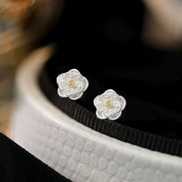 Zierliche 925 Silber Weiße Rosen-Ohrstecker S925 Silber Emaille Blumen-Ohrstecker