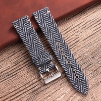 Bracelets de montre en tissu tissé VintageTime 18mm 20mm 22mm, bracelet en cuir tweed à chevrons, attache rapide à barrettes à ressort, bracelet sport