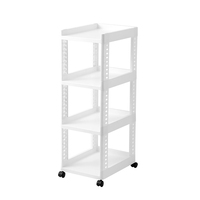 Étagère de rangement multifonctionnelle moderne en plastique PP BNBS, 2 à 4 niveaux, brillante, avec roulettes, pour bureau, sol, chariot mobile pour articles divers