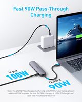 Hub USB-C Anker, 5-en-1 pour ordinateurs portables, adaptateur multiport HDMI 4K |   Dongle USB C avec puissance maximale de 90 W, ports de données USB A 5 Gbps, A8357