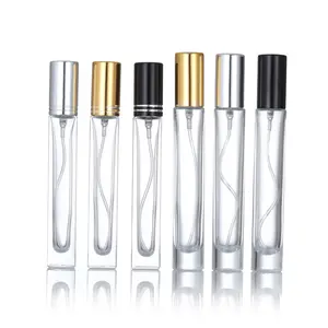 10Ml Lege Navulbare Ronde Vierkante Transparante Glazen Parfum Spray Fles Met Zwart Goud Zilver Spuit