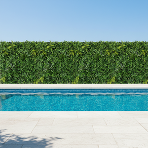 แผงฉากหลังพลาสติกตกแต่งภายในและภายนอกอาคารแบบเป็นมิตรกับสิ่งแวดล้อม 33A พร้อมใบไม้ประดิษฐ์สีเขียวและหญ้าติดผนังแบบ 3 มิติ - Product Image 1