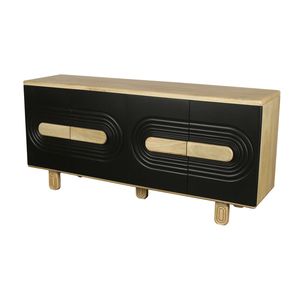Modern Solid Mango Wood <b>Sideboard</b> Cabinet with Carved Design Eco-Friendly Modular Spacious Buffet <b>Storage</b> Unit for Dining Room - Product Image 3