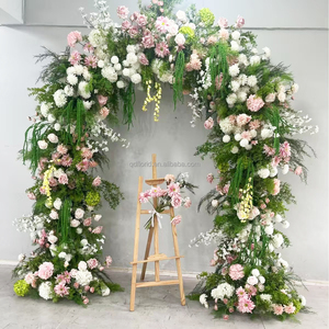 J144 Arco Floreale Artificiale con Rose Bianche, Rosse e Viola per Matrimoni, Decorazione Floreale da Giardino e Foresta Tropicale - Product Image 4