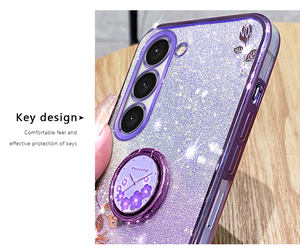 Funda de teléfono con soporte de anillo de brillo degradado de lujo para Samsung Galaxy S23 Ultra S22 Plus S21 FE A53 A13 <span class=keywords><strong>A33</strong></span> A54 cubierta de chapado suave - Product Image 5