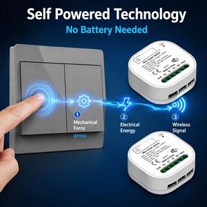 Module de relais intelligent WiFi QICHIP 301-305, RF433 16A <span class=keywords><strong>120V</strong></span>, interrupteur WiFi étanche pour éclairage mural avec application Smart Life - Product Image 2