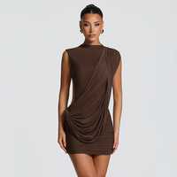 Robe mini moulante drapée à nœud personnalisée OEM pour femme, élégante, froncée, pour soirée en boîte de nuit