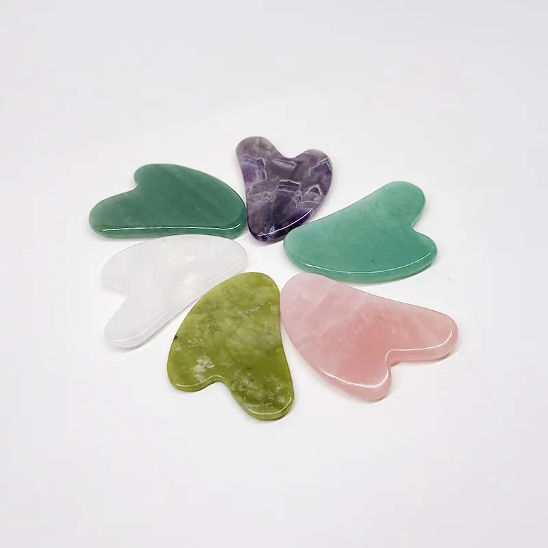 Pedras de cristal natural, pedras de cura guasha jade gua sha massagem facial grande