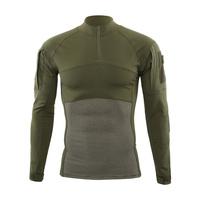Chemise tactique de combat pour hommes 1/4 Zip manches longues BDU Stretch Slim Fit Shirts Camo EDC T Shirt avec poches Quick Dry