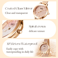 Mark Fairwhale Damen-Quarzuhr, Roségold, Sternenhimmel-Doppelschicht-Zifferblatt, 30 m wasserdicht, Metallarmband, Damen-Armbanduhr, Geschenk, FW-3800
