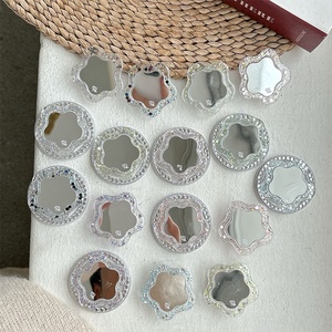 Penyangga Ponsel Magnetik Berhiaskan Rhinestone - Perekat Bunga Berkilau Cermin Mewah Cincin Teleskopik Penyangga Ponsel - Product Image 3