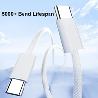 Câble de Recharge Tressé 1M 2M 60W USB-C vers USB-C pour iPhone 15, Câble de Données et de Recharge Rapide 60W pour iPhone 15 Pro Max