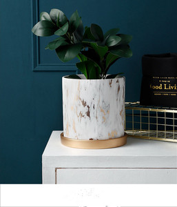 European <strong>Cement</strong> Flowerpot Ceramic Golden Water Transfer Printing Contracted the Zone of the Personality <strong>Tray</strong> Other Green - Product Image 5
