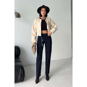 Chaqueta Bomber Elástica para Mujer, Abrigos Vaqueros Cómodos - Product Image 1