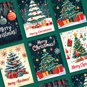 Tarjeta de Felicitación Navideña en <span class=keywords><strong>Inglés</strong></span> SYC, Tarjeta de Regalo con Bendición Navideña, Decoración Floral para Pared, Cartulina - Product Image 2