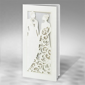 Detalles de la región europea elegante invitación de corte láser para novia y novio con impresión en color blanco - Product Image 1