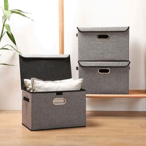 Household Items High Quality Foldable Fabric Storage <b>Boxes</b> Bins With Lid for <b>Dress</b> Clothes Toy Storage - Product Image 3