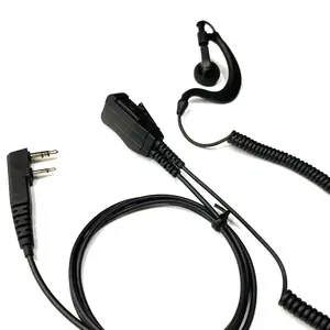 2 Pin G Shape Earpiece G Hook Coil Headset Earphone with Inline Mic PTT for Vertex 2 Way Radio VZ-30