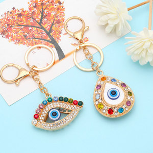 Porte-clés tendance œil bleu, couleur or et argent, avec breloque main de Fatima en cristal, accessoires 2026 - Product Image 4