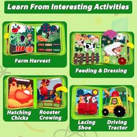Livre d'activités Montessori en feutre pour tout-petits, motif animaux de la ferme (vache laitière et pâturage), pour l'éducation précoce, vente en gros