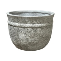 Pot de fleurs vintage d'extérieur en ciment, aspect pierre, résistant aux intempéries, rond et robuste, pour aménagement paysager de patio - Vente en gros
