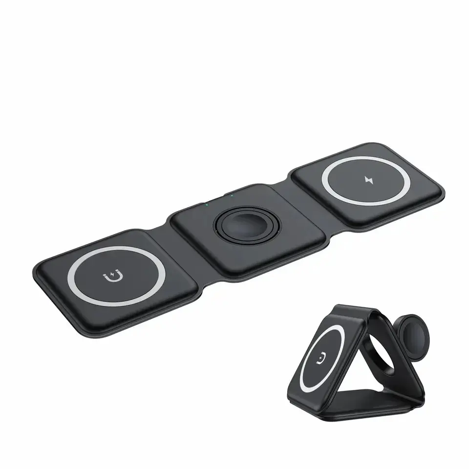 15W 3 in 1 Magnetic Wireless Charger Pad Ständer für iPhone 14 13 12 Pro Max 8 Airpods iWatch Schnelle kabellose Ladestation