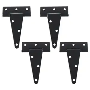 2- 12 Inch 4'' Iron Tee Type Joint Shed Hinge 180 Degree Hidden Concealed Barn Gate Door Black T Strap Hinge