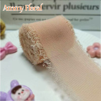 AM-RP030 Ammy 2.5cm*5m Buket Paketleme Şifon Kurdele El Yırtmaçlı Saçaklı Kurdele Rulosu Toptan Parti Süslemeleri İçin